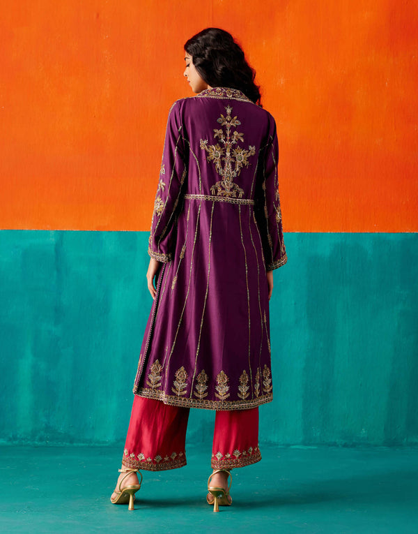 Ecru Floral Printed And Embroidered Festive Kurta