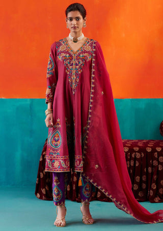 Aman Takyar-Maroon Embroidered Kurta Set-INDIASPOPUP.COM