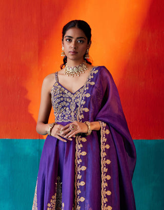 Aman Takyar-Purple Floral Embroidered Anarkali Set-INDIASPOPUP.COM