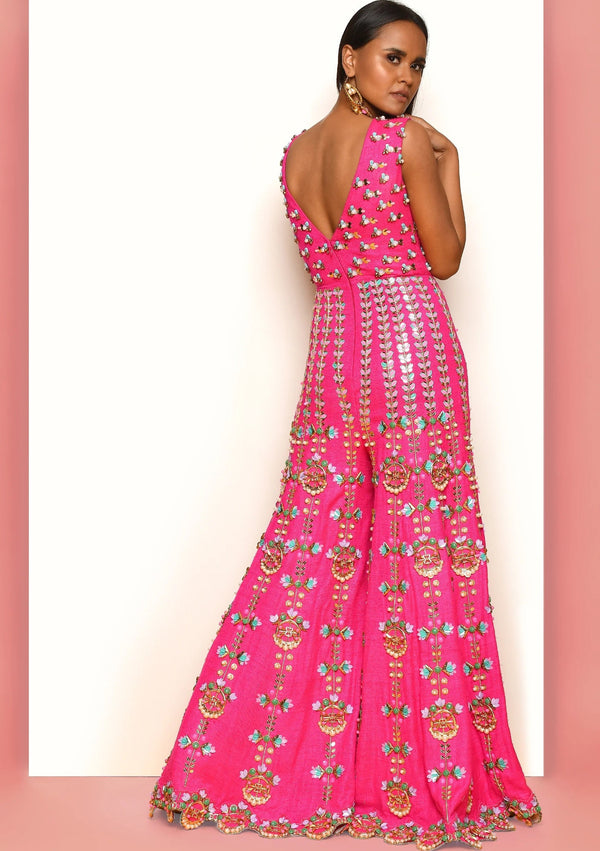 Papa Don'T Preach By Shubhika-Hot Pink Embellished Jumpsuit-INDIASPOPUP.COM