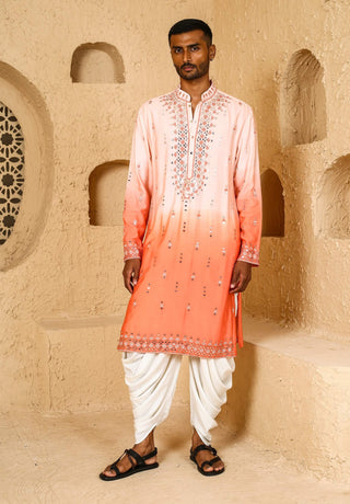 Pink peach mirror work ombre kurta with pant