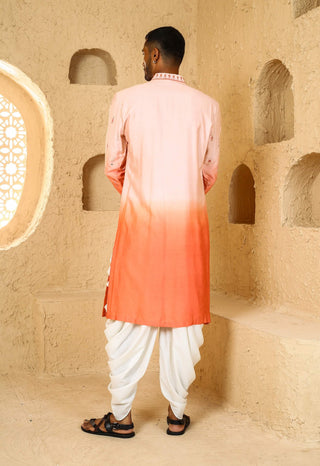 Pink peach mirror work ombre kurta with pant