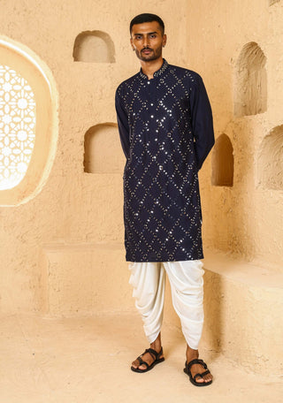 Navy mirror work kurta with pant
