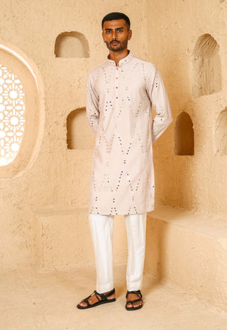 Light beige mirror work kurta with pant