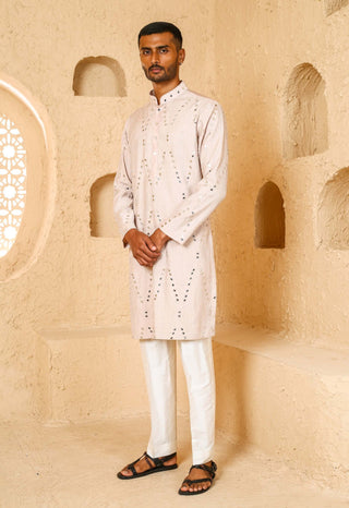 Light beige mirror work kurta with pant