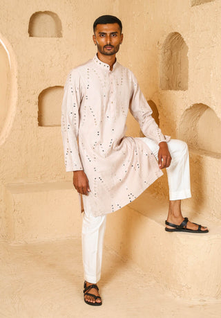 Light beige mirror work kurta with pant