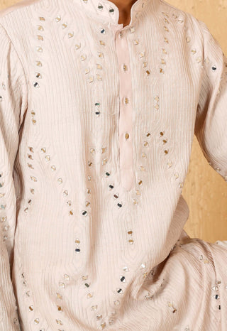 Light beige mirror work kurta with pant