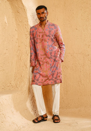 Multicolor silk blend kurta with pant