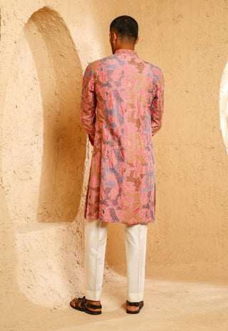Multicolor silk blend kurta with pant