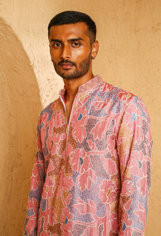 Multicolor silk blend kurta with pant