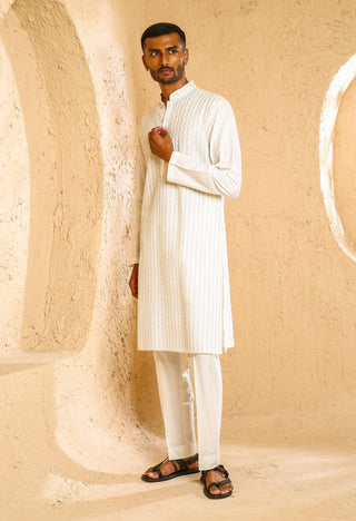 Off-white pintux kurta with pant