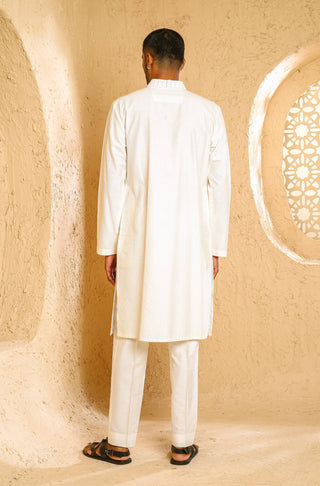 Off-white pintux kurta with pant