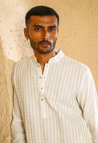 Off-white pintux kurta with pant