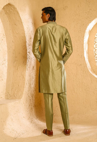 Dark beige mirror work kurta with pant