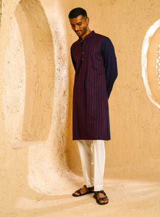 Navy maroon thread kurta with pant