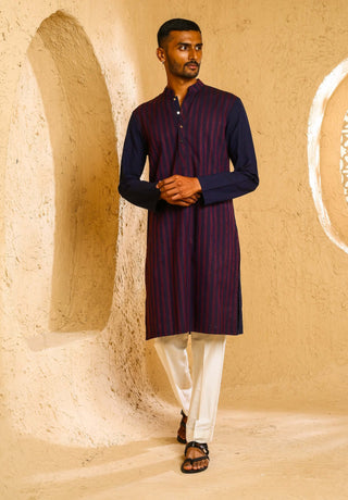 Navy maroon thread kurta with pant