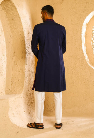 Navy maroon thread kurta with pant
