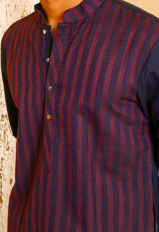 Navy maroon thread kurta with pant