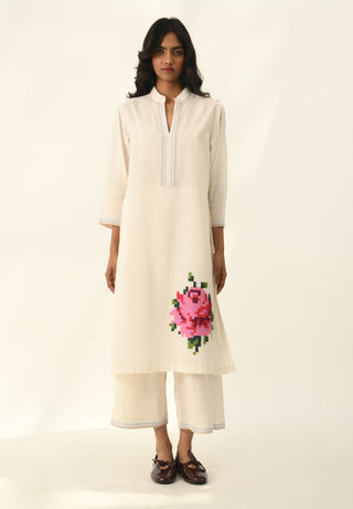 Ermanica ivory tunic and pant set