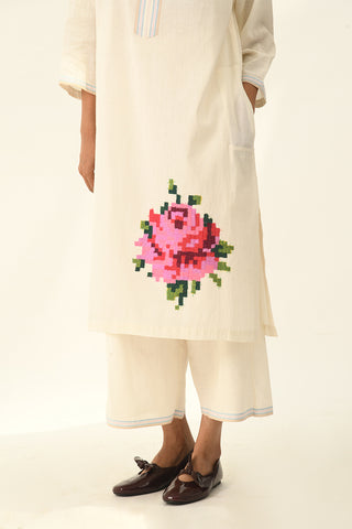 Ermanica ivory tunic and pant set
