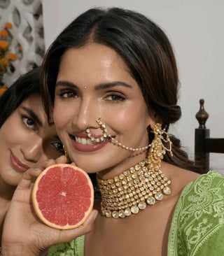 Nitya gold plated moissanite necklace and earrings