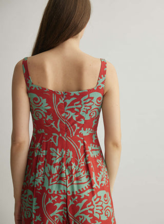 Mint And Red Floral Sleeveless Jumpsuit by Koai available on Indiaspopup