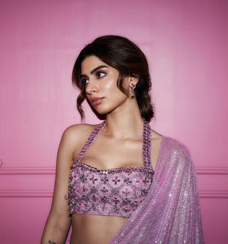 Pink mystic draped sari and blouse