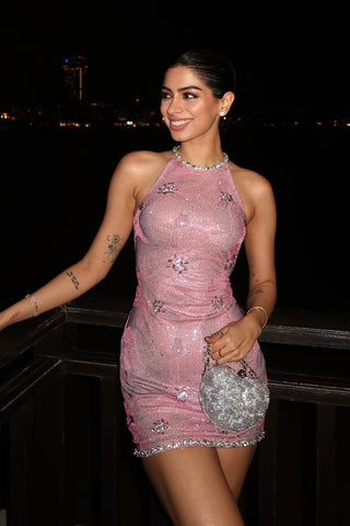 pink rose mini dress La Vie En Rose Strapless A-Line Mini Dress Baby Pink