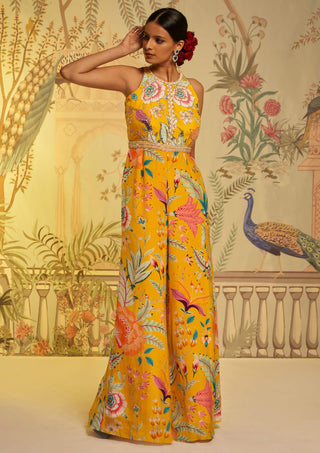 Aayushi Maniar-Yellow Amber Floral Jumpsuit-INDIASPOPUP.COM