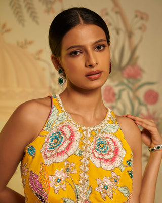 Aayushi Maniar-Yellow Amber Floral Jumpsuit-INDIASPOPUP.COM