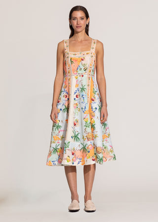 Alora multicolor panel midi dress