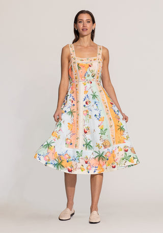 Alora multicolor panel midi dress