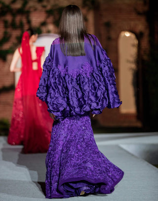Purple maryse fish cut skirt and cape set