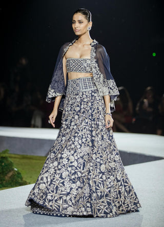 Navy blue tricia lehenga set