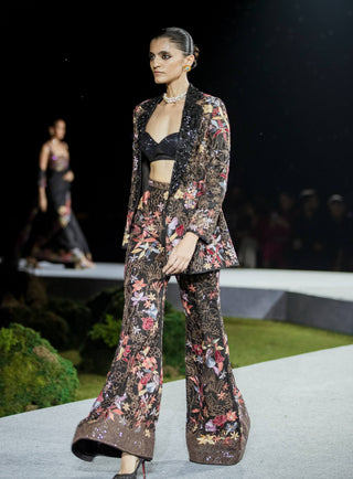 Black kelly blazer and flared pant set