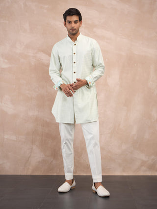 Arjan Dugal Mint Green Inara Motif Kurta Set available on indiaspopup