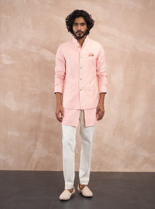 Cotton candy inara motif nehru jacket set