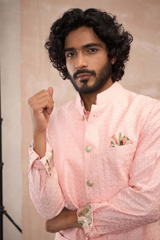 Arjan Dugal Cotton Candy Inara Motif Nehru Jacket Set available on indiaspopup