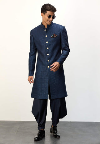 Navy blue inara achkan set