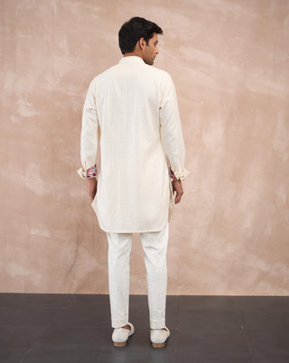 Arjan Dugal Off-White Inara Nehru Jacket Set available on indiaspopup