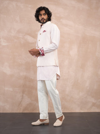 Powder pink inara nehru jacket set