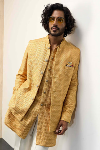 Arjan Dugal Golden Hour Inara Nehru Jacket Set available on indiaspopup