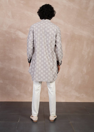 Arjan Dugal Strom Gray Kairos Nehru Jacket Set available on indiaspopup