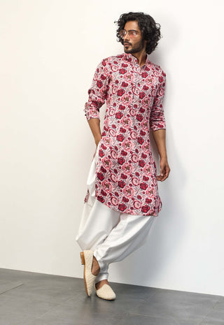 Arjan Dugal Pink Peonies Kurta And Pants available on indiaspopup