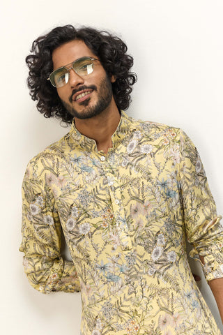 Arjan Dugal Patel Yellow Kurta And Pants available on indiaspopup