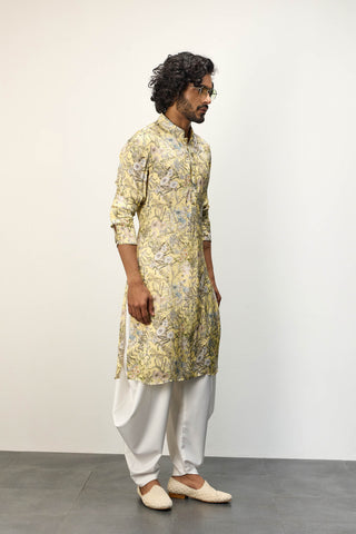 Arjan Dugal Patel Yellow Kurta And Pants available on indiaspopup