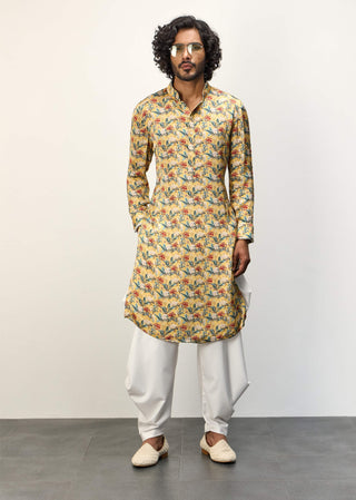 Arjan Dugal Mustard Scarlet Sage Mustard Kurta And Pants available on indiaspopup