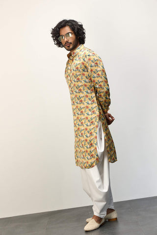 Mustard scarlet sage mustard kurta and pants