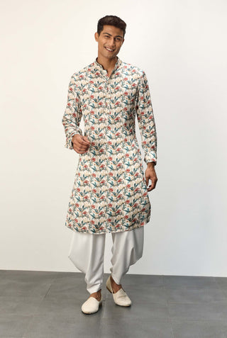 White scarlet sage white kurta and pants