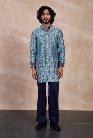 Navy and teal maze foe kurta set